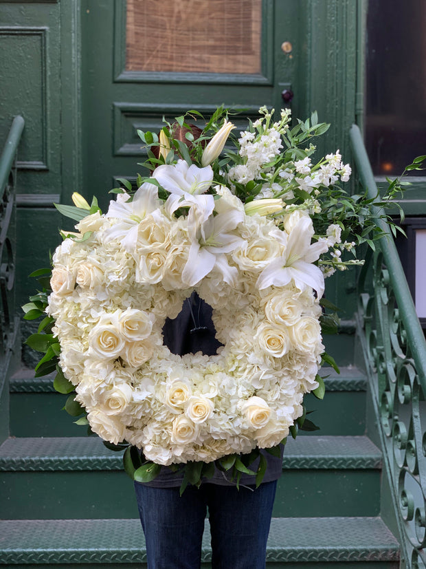 Classic White Sympathy Funeral Wreath