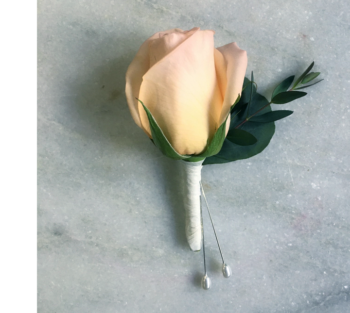 Peach and Classic White City Hall Bridal Bouquet