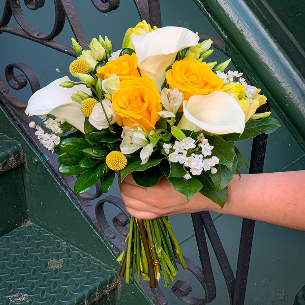 yellow and white flower Bridal Bouquet